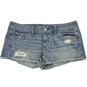 American Eagle Cotton Denim Distressed Short Shorts Size 12